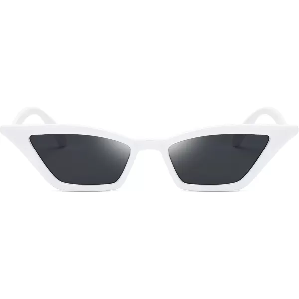 FEISEDY Small Cat Eye Sunglasses Vintage Square Shade Women Eyewear B2291White  Grey Lens