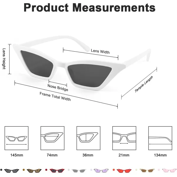 FEISEDY Small Cat Eye Sunglasses Vintage Square Shade Women Eyewear B2291White  Grey Lens