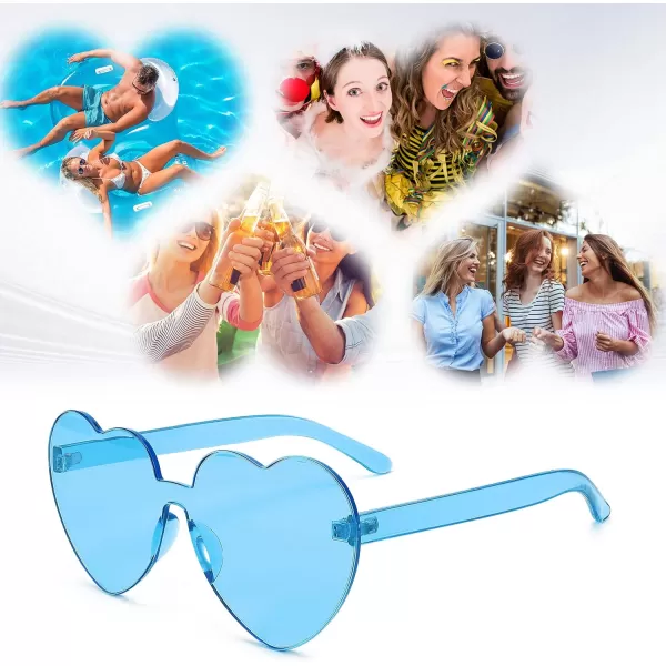 FEISEDY Thick Heart Sunglasses Rimless Heart Shaped Sun Glasses Women Fashion Love Glasses B2419Blue