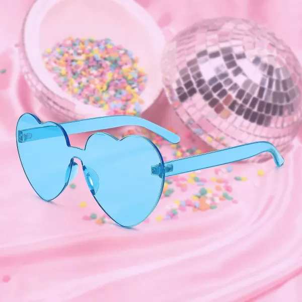 FEISEDY Thick Heart Sunglasses Rimless Heart Shaped Sun Glasses Women Fashion Love Glasses B2419Blue