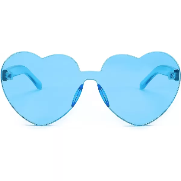 FEISEDY Thick Heart Sunglasses Rimless Heart Shaped Sun Glasses Women Fashion Love Glasses B2419Blue