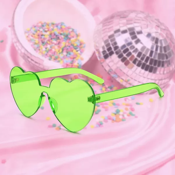 FEISEDY Thick Heart Sunglasses Rimless Heart Shaped Sun Glasses Women Fashion Love Glasses B2419Fluorescent Green