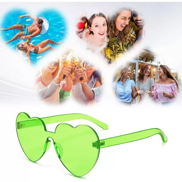 FEISEDY Thick Heart Sunglasses Rimless Heart Shaped Sun Glasses Women Fashion Love Glasses B2419Fluorescent Green