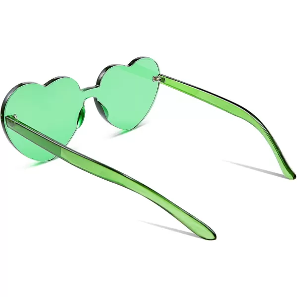 FEISEDY Thick Heart Sunglasses Rimless Heart Shaped Sun Glasses Women Fashion Love Glasses B2419Green