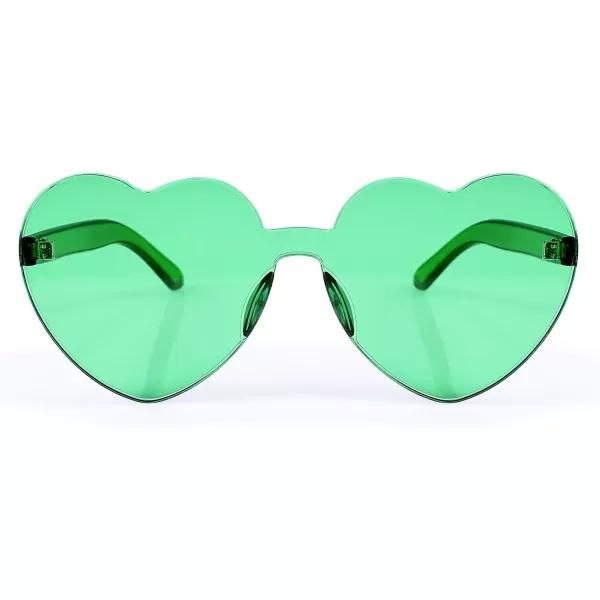 FEISEDY Thick Heart Sunglasses Rimless Heart Shaped Sun Glasses Women Fashion Love Glasses B2419Green