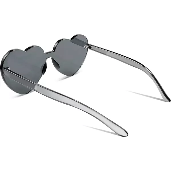 FEISEDY Thick Heart Sunglasses Rimless Heart Shaped Sun Glasses Women Fashion Love Glasses B2419Grey