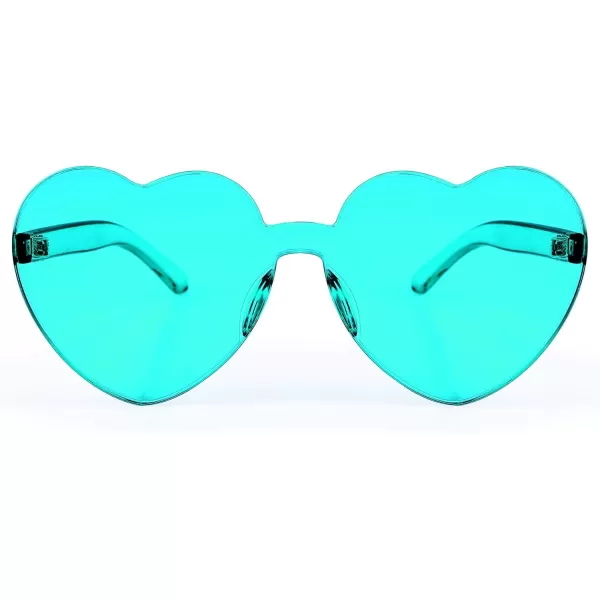 FEISEDY Thick Heart Sunglasses Rimless Heart Shaped Sun Glasses Women Fashion Love Glasses B2419Lake Blue