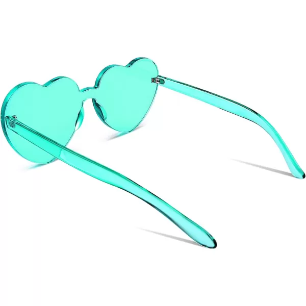 FEISEDY Thick Heart Sunglasses Rimless Heart Shaped Sun Glasses Women Fashion Love Glasses B2419Lake Blue
