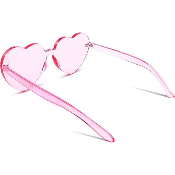 FEISEDY Thick Heart Sunglasses Rimless Heart Shaped Sun Glasses Women Fashion Love Glasses B2419Pink