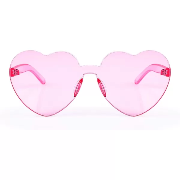 FEISEDY Thick Heart Sunglasses Rimless Heart Shaped Sun Glasses Women Fashion Love Glasses B2419Pink
