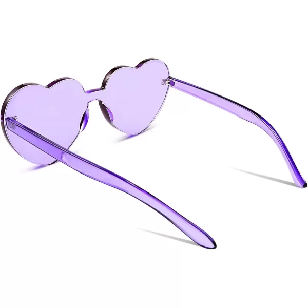FEISEDY Thick Heart Sunglasses Rimless Heart Shaped Sun Glasses Women Fashion Love Glasses B2419Purple
