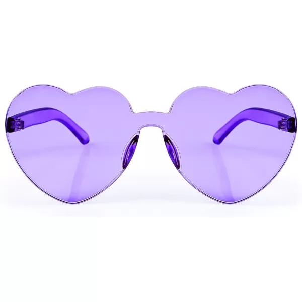 FEISEDY Thick Heart Sunglasses Rimless Heart Shaped Sun Glasses Women Fashion Love Glasses B2419Purple
