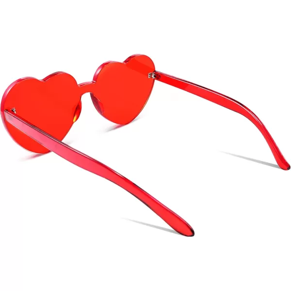 FEISEDY Thick Heart Sunglasses Rimless Heart Shaped Sun Glasses Women Fashion Love Glasses B2419Red