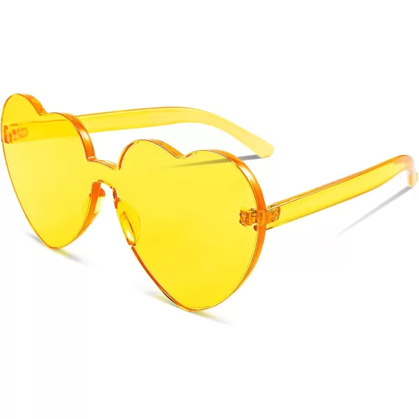 FEISEDY Thick Heart Sunglasses Rimless Heart Shaped Sun Glasses Women Fashion Love Glasses B2419Yellow