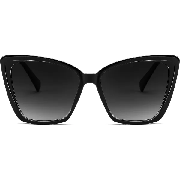 FEISEDY Trendy Polarized Women Sunglasses Retro Womens Square Cat Eye Sun Glasses B4134Black