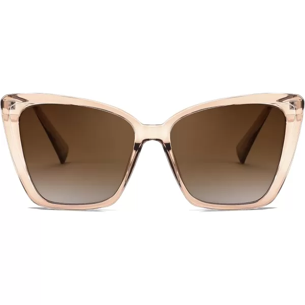 FEISEDY Trendy Polarized Women Sunglasses Retro Womens Square Cat Eye Sun Glasses B4134Champagne