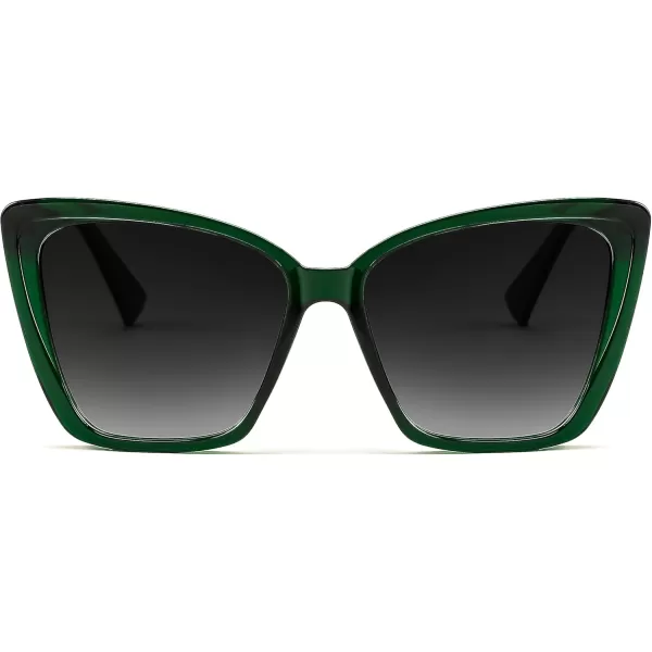FEISEDY Trendy Polarized Women Sunglasses Retro Womens Square Cat Eye Sun Glasses B4134Dark Green