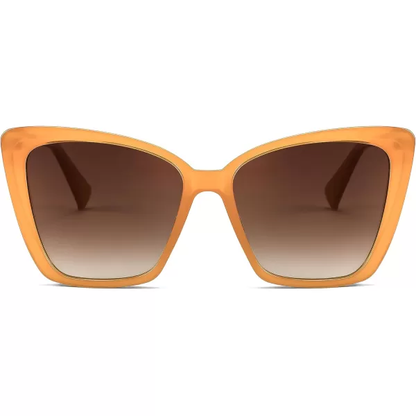 FEISEDY Trendy Polarized Women Sunglasses Retro Womens Square Cat Eye Sun Glasses B4134Milky Orange