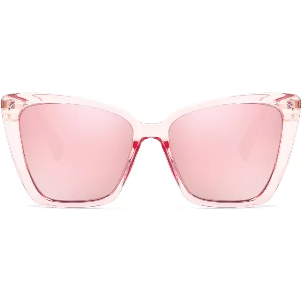 FEISEDY Trendy Polarized Women Sunglasses Retro Womens Square Cat Eye Sun Glasses B4134Pink