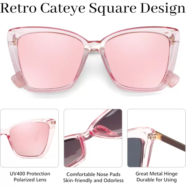 FEISEDY Trendy Polarized Women Sunglasses Retro Womens Square Cat Eye Sun Glasses B4134Pink