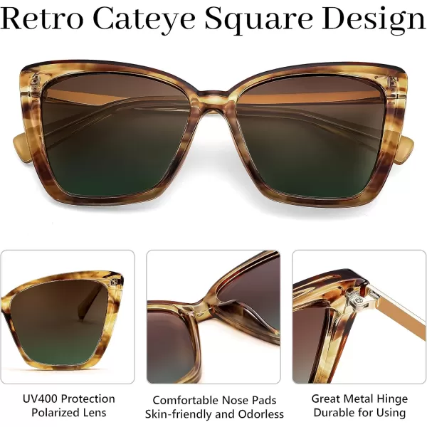 FEISEDY Trendy Polarized Women Sunglasses Retro Womens Square Cat Eye Sun Glasses B4134Yellow Leopard