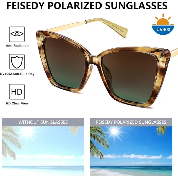 FEISEDY Trendy Polarized Women Sunglasses Retro Womens Square Cat Eye Sun Glasses B4134Yellow Leopard