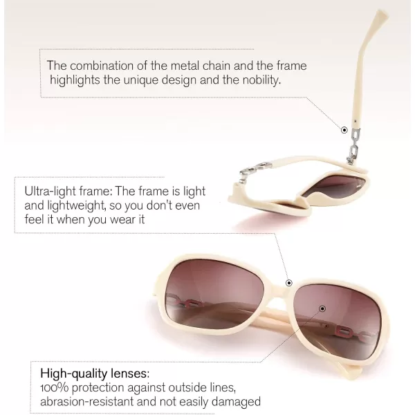 FEISEDY Vintage Square Polarized Sunglasses for Women UV400 Travel Driving Fashion Arcuate Sunglasses B2526Beige