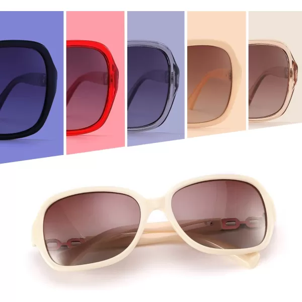 FEISEDY Vintage Square Polarized Sunglasses for Women UV400 Travel Driving Fashion Arcuate Sunglasses B2526Beige