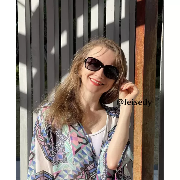 FEISEDY Vintage Square Polarized Sunglasses for Women UV400 Travel Driving Fashion Arcuate Sunglasses B2526Clear Gray Frame Gradual Grey Lenses