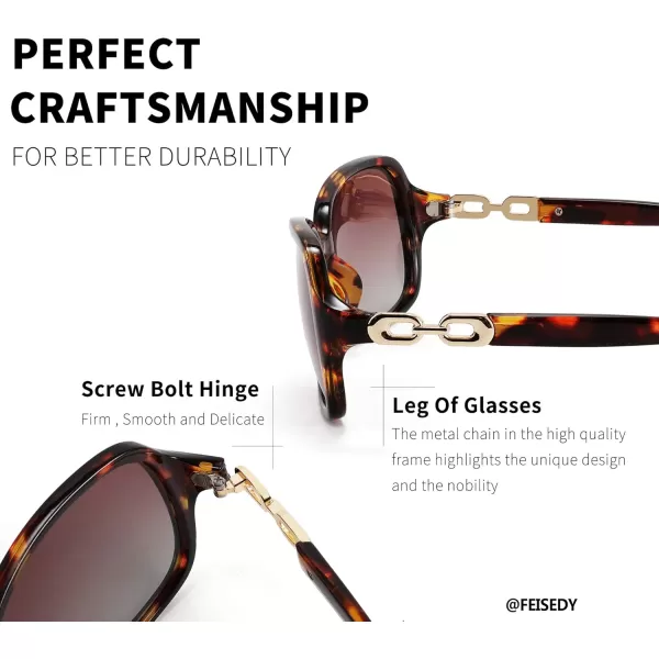 FEISEDY Vintage Square Polarized Sunglasses for Women UV400 Travel Driving Fashion Arcuate Sunglasses B2526Leopard