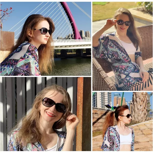FEISEDY Vintage Square Polarized Sunglasses for Women UV400 Travel Driving Fashion Arcuate Sunglasses B2526Leopard