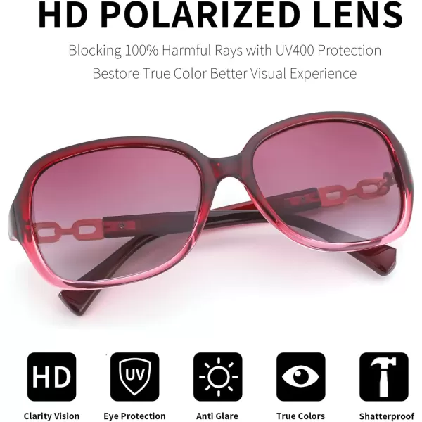 FEISEDY Vintage Square Polarized Sunglasses for Women UV400 Travel Driving Fashion Arcuate Sunglasses B2526Purple Frame  Gradual Purple Lens