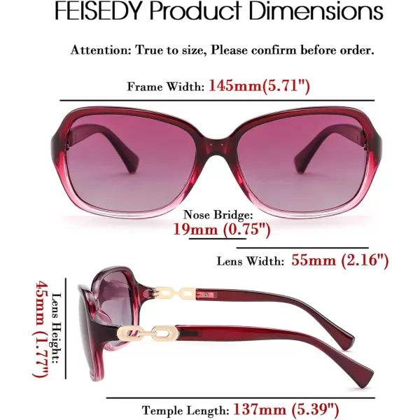 FEISEDY Vintage Square Polarized Sunglasses for Women UV400 Travel Driving Fashion Arcuate Sunglasses B2526Purple Frame  Gradual Purple Lens