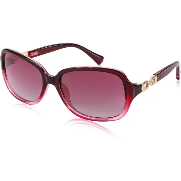 FEISEDY Vintage Square Polarized Sunglasses for Women UV400 Travel Driving Fashion Arcuate Sunglasses B2526Purple Frame  Gradual Purple Lens