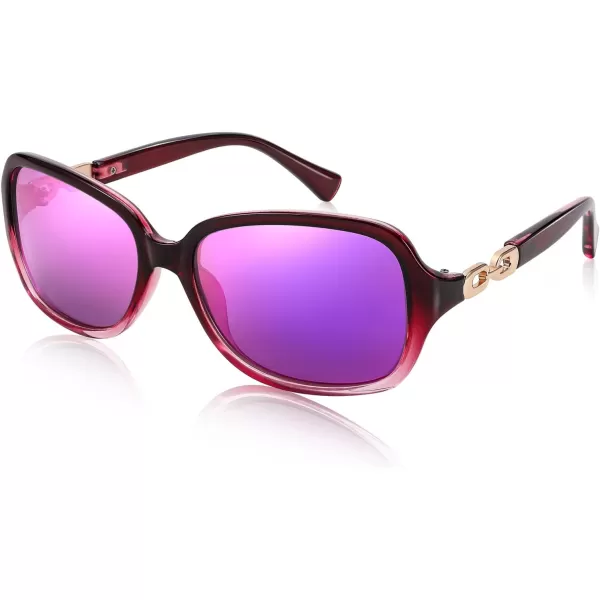FEISEDY Vintage Square Polarized Sunglasses for Women UV400 Travel Driving Fashion Arcuate Sunglasses B2526Purple Frame  Purple Mirror Lens