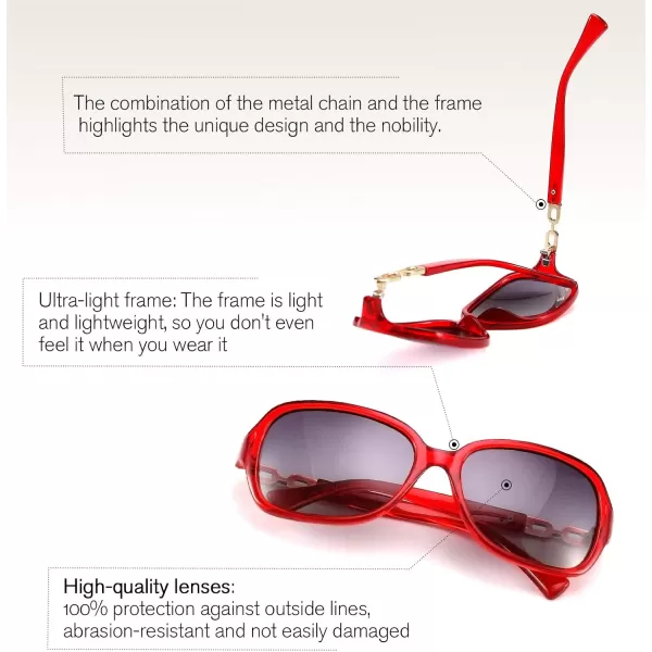 FEISEDY Vintage Square Polarized Sunglasses for Women UV400 Travel Driving Fashion Arcuate Sunglasses B2526Wine Red