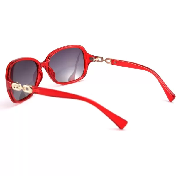 FEISEDY Vintage Square Polarized Sunglasses for Women UV400 Travel Driving Fashion Arcuate Sunglasses B2526Wine Red