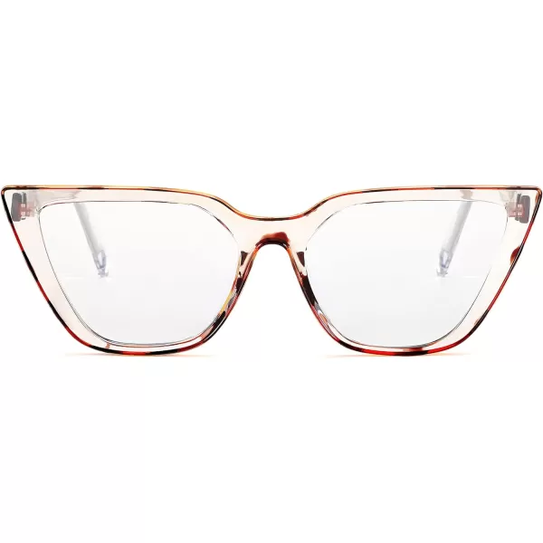 FEISEDY Women Cat Eye Blue Light Blocking Glasse Frame Fake Nerd Clear Square Computer Eyewear Anti Eyestrain B2353Transparent Leopard