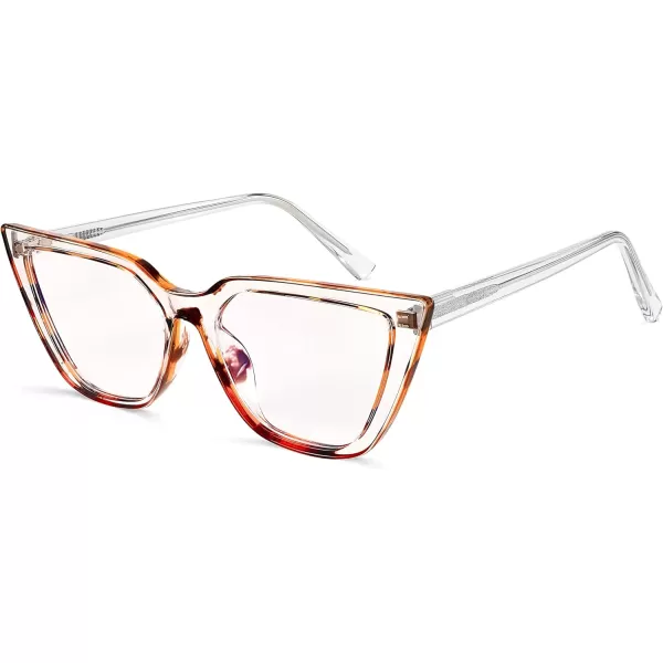 FEISEDY Women Cat Eye Blue Light Blocking Glasse Frame Fake Nerd Clear Square Computer Eyewear Anti Eyestrain B2353Transparent Leopard