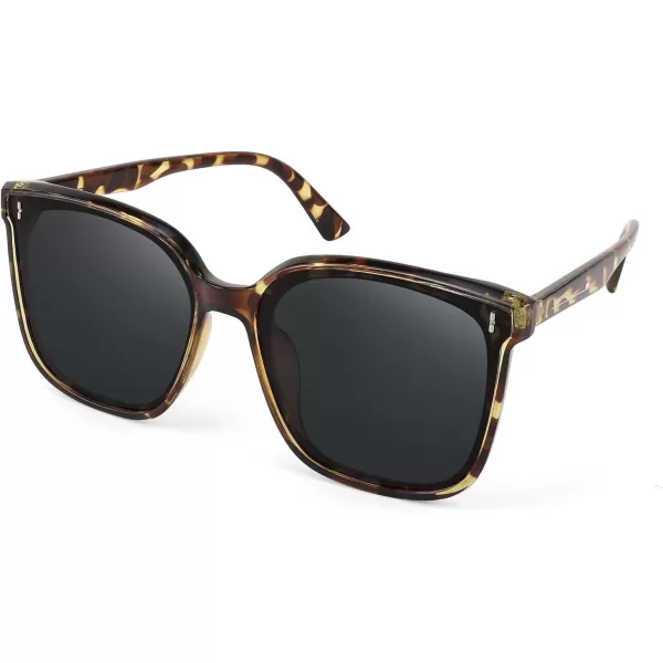 FEISEDY Women Oversized Vintage Polarized Sunglasses Square Cute Trendy Classic Simple Men B2758003 Camouflage Frame  Grey Lens