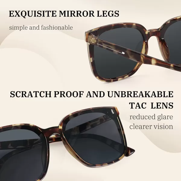 FEISEDY Women Oversized Vintage Polarized Sunglasses Square Cute Trendy Classic Simple Men B2758003 Camouflage Frame  Grey Lens