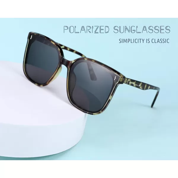 FEISEDY Women Oversized Vintage Polarized Sunglasses Square Cute Trendy Classic Simple Men B2758003 Camouflage Frame  Grey Lens
