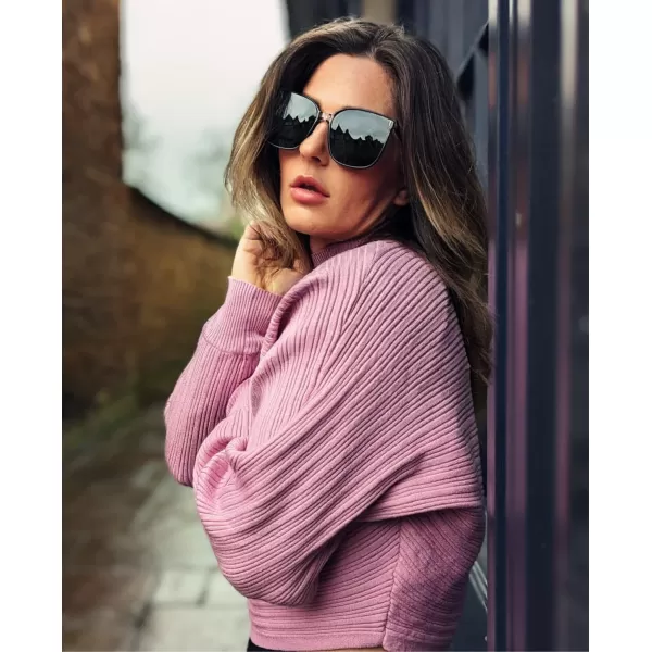 FEISEDY Women Oversized Vintage Polarized Sunglasses Square Cute Trendy Classic Simple Men B2758005 Creamywhite Frame  Grey Lens