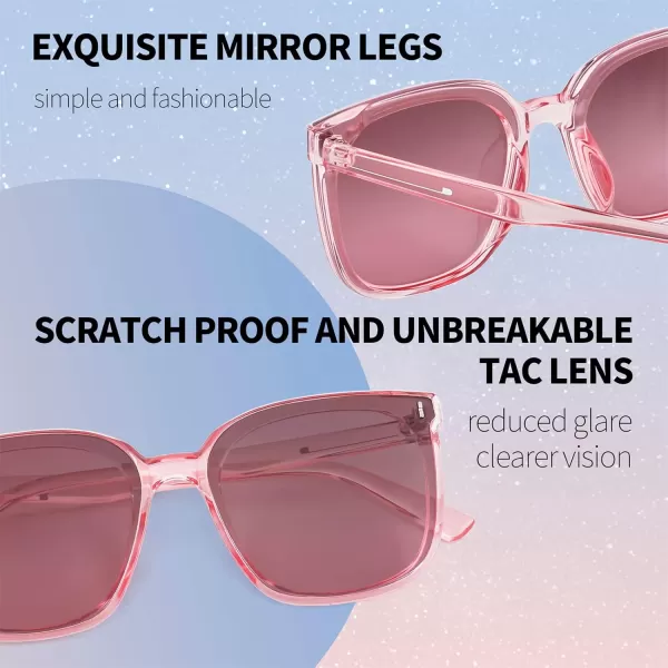 FEISEDY Women Oversized Vintage Polarized Sunglasses Square Cute Trendy Classic Simple Men B2758008 Pink