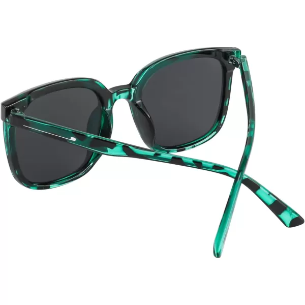 FEISEDY Women Oversized Vintage Polarized Sunglasses Square Cute Trendy Classic Simple Men B2758Green Leopard