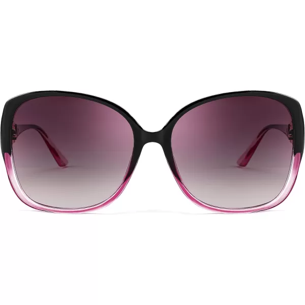 FEISEDY Womens Fashion Sunglasses Oversized Square Frame with Pearl Sparkling Polarized UV Protection B2821Charm Purple