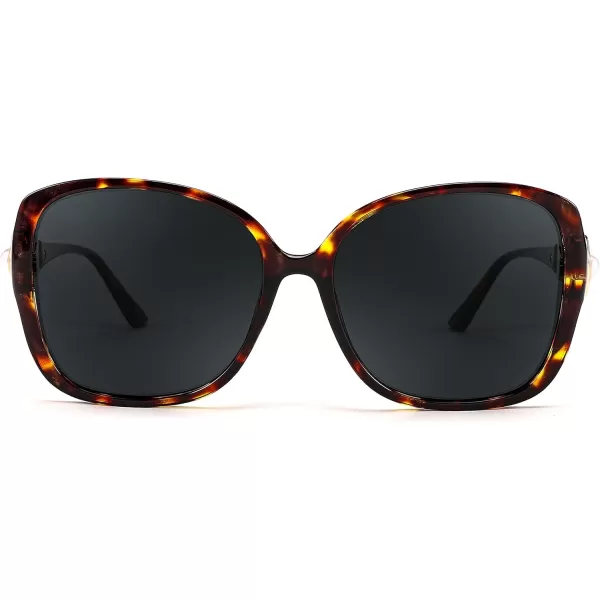 FEISEDY Womens Fashion Sunglasses Oversized Square Frame with Pearl Sparkling Polarized UV Protection B2821Wild Leopard