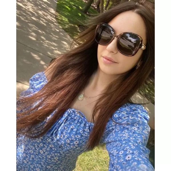 FEISEDY Womens Fashion Sunglasses Oversized Square Frame with Pearl Sparkling Polarized UV Protection B2821Wild Leopard