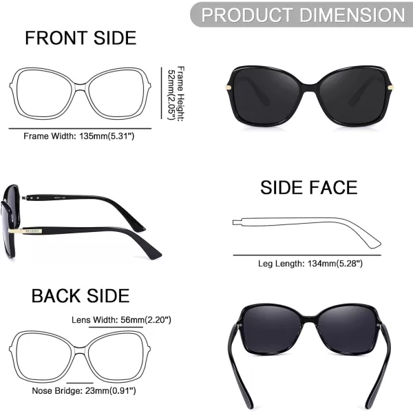 FEISEDY Womens Polarized Sunglasses Trendy Elegant Colored Frame for Ladies UV400 Protection B2760Black Frame  Grey Lens