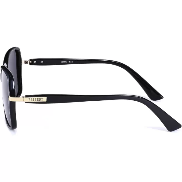 FEISEDY Womens Polarized Sunglasses Trendy Elegant Colored Frame for Ladies UV400 Protection B2760Black Frame  Grey Lens